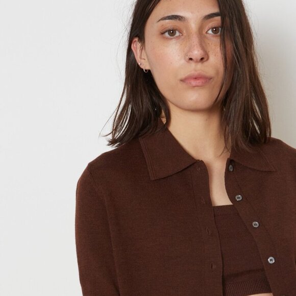 Sandy Liang Jeep Bralette + Summer Cardigan in Cocoa (S) - Picture 2 of 5